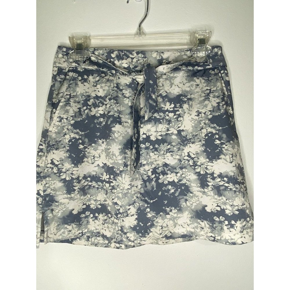 LADY HAGEN Golf Skort Women's Sz 2 Grey White Skirt Short Tie Waist